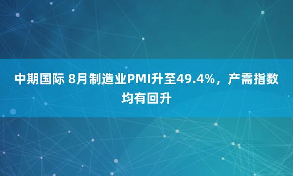 中期国际 8月制造业PMI升至49.4%，产需指数均有回升