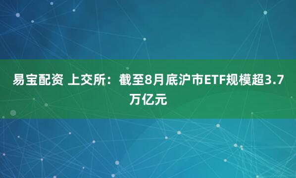 易宝配资 上交所：截至8月底沪市ETF规模超3.7万亿元