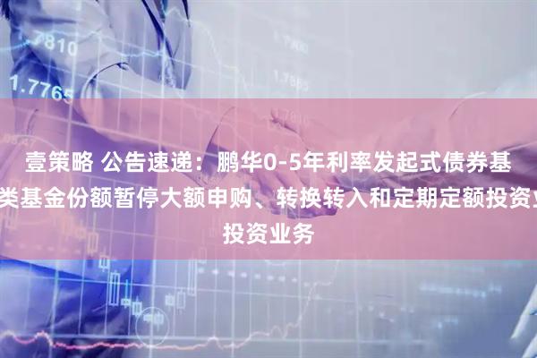 壹策略 公告速递：鹏华0-5年利率发起式债券基金C类基金份额暂停大额申购、转换转入和定期定额投资业务